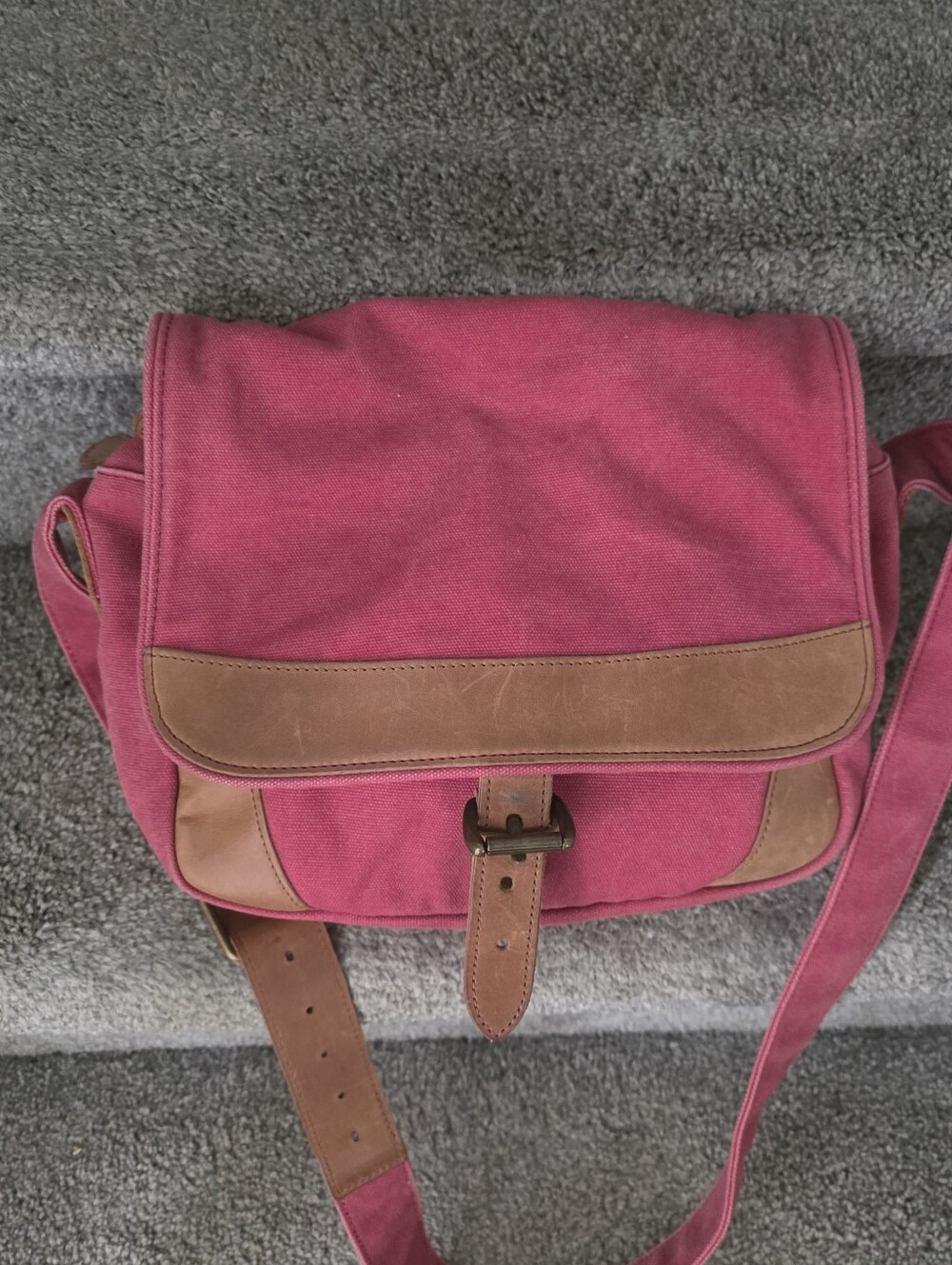 L.L. Bean Vintage Messenger Bag, Canvas & Leather Details